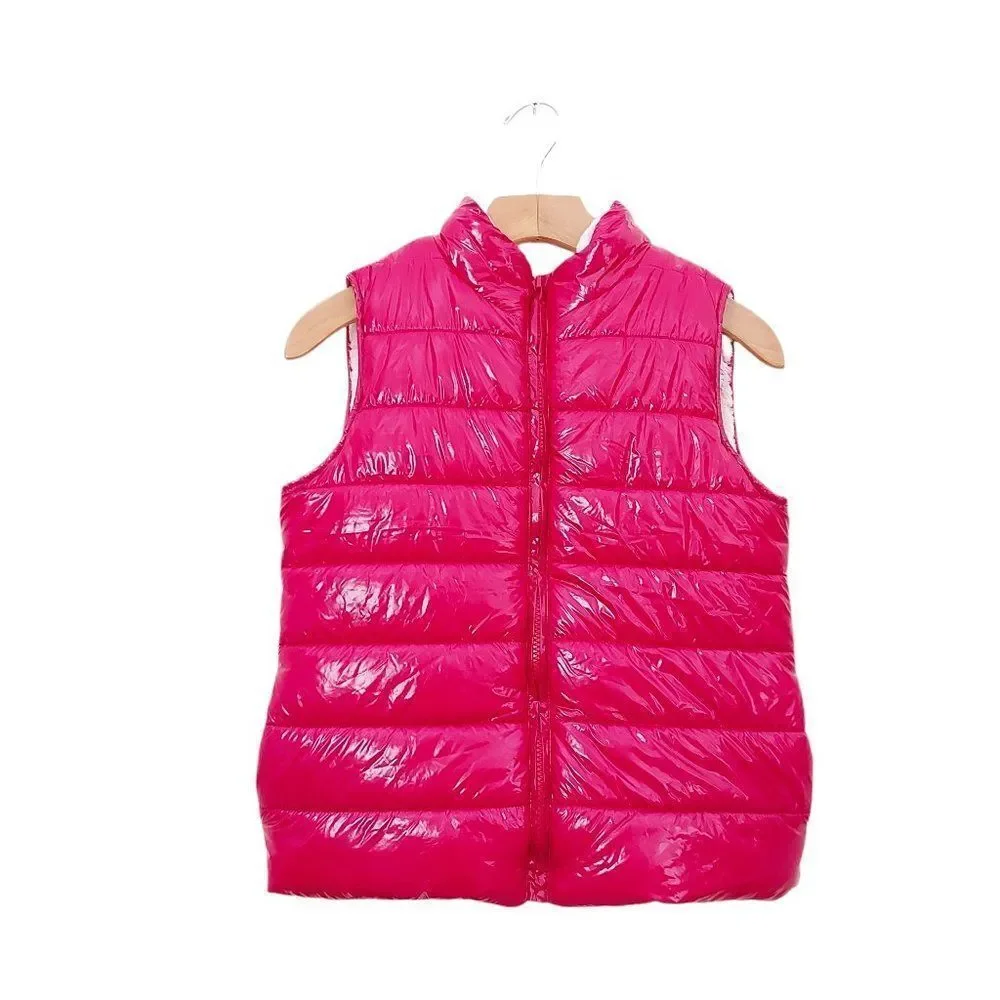 Epic Threads Girls Reversible Puffer Vest Large Pink Fleece Winter Warm Outdoor
